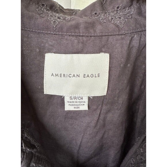 American Eagle 10% Cotton Eyelet Poplin Lace Unlined Button Down Shirt S - Picture 5 of 8